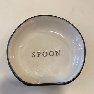 Hearth & Hand Ceramic Spoon Rest in White with Black Trim